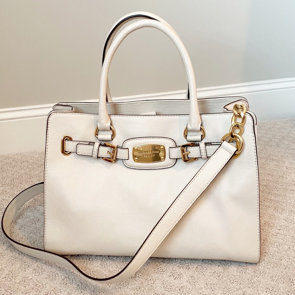 Michael Kors White Leather w/ Gold Accent Handbag